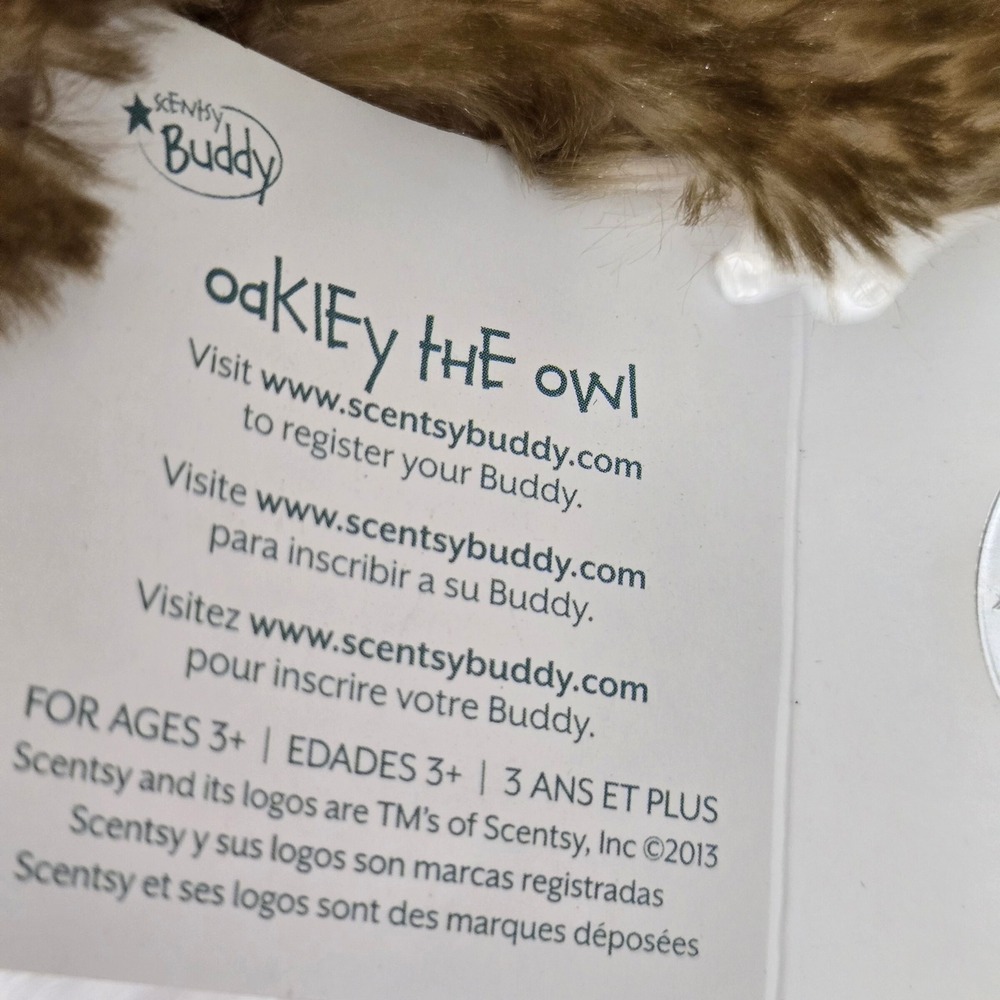 Scentsy Buddy OakLey the Owl Plush Stuffed Animal Clean Breeze‎ Scent Pak - Picture 6 of 8